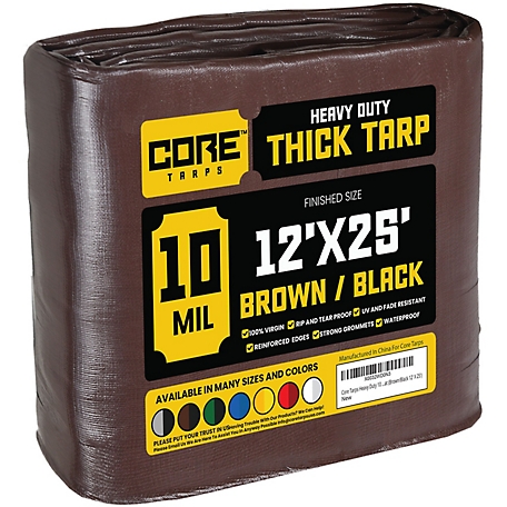 Core Tarps Brown/Black 10Mil 12 x 25 Tarp, CT-602-12X25