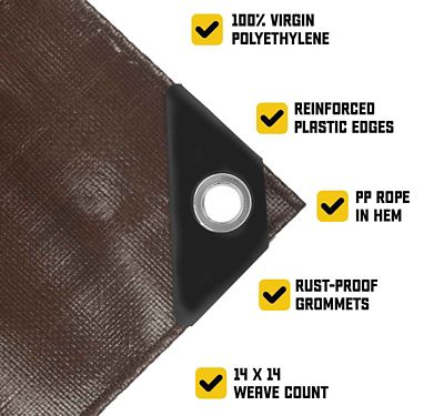 Image showing  20 ft. x 20 ft. Tarp, 10 mil, Brown/Black