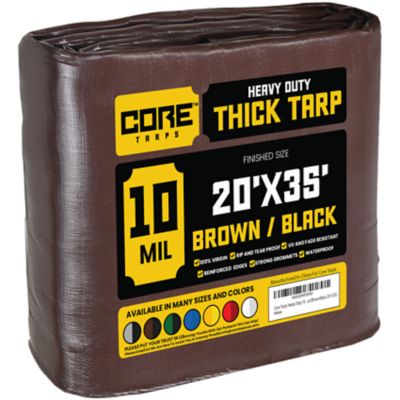 Core Tarps 20 ft. x 35 ft. Tarp, 10 Mil, Brown/Black
