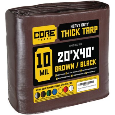 Core Tarps Brown/Black 10Mil 20 x 40 Tarp, CT-602-20X40, CT-602-20x40