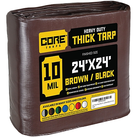 Core Tarps Brown/Black 10Mil 24 x 24 Tarp, CT-602-24X24
