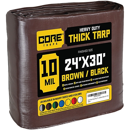 Core Tarps Brown/Black 10Mil 24 x 30 Tarp, CT-602-24X30, CT-602-24x30
