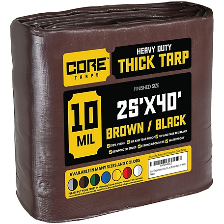 Core Tarps 25 ft. x 40 ft. Tarp, 10 Mil, Brown/Black