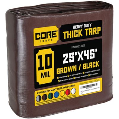 Core Tarps 25 ft. x 45 ft. Tarp, 10 Mil, Brown/Black