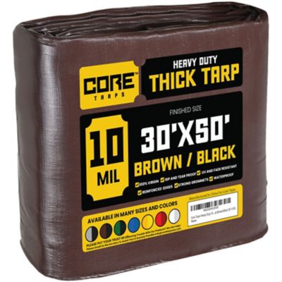 Core Tarps 30 ft. x 50 ft. Tarp, 10 Mil, Brown/Black