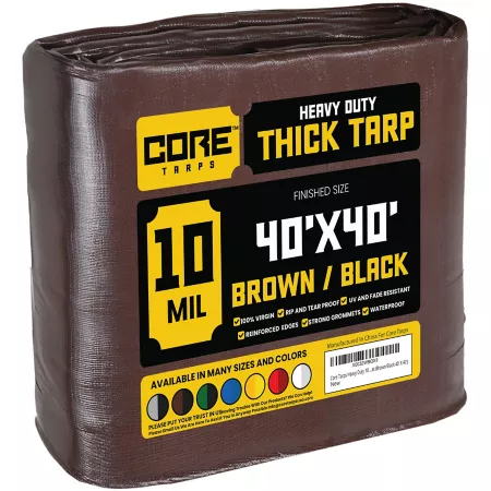 Core Tarps 40 ft x 40 ft Tarp 10 mil Brown/Black Tarps