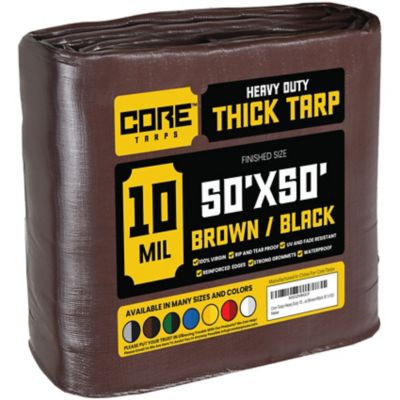 Core Tarps 50 ft. x 50 ft. Tarp, 10 Mil, Brown/Black