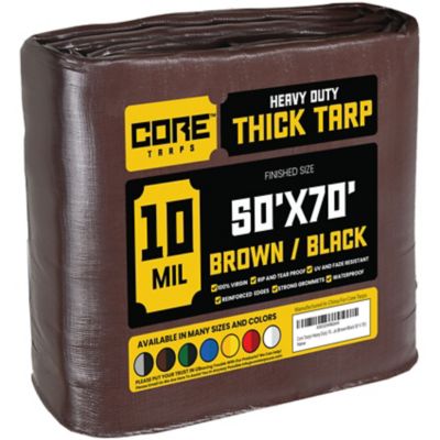 Core Tarps 50 ft. x 70 ft. Tarp, 10 Mil, Brown/Black