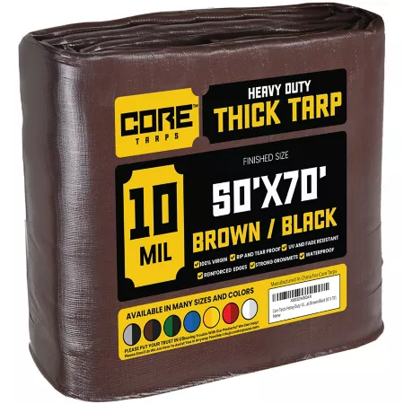 Core Tarps 50 ft x 70 ft Tarp 10 mil Brown/Black Tarps