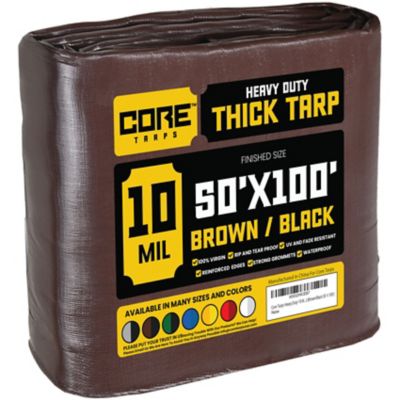 Core Tarps 50 ft. x 100 ft. Tarp, 10 Mil, Brown/Black