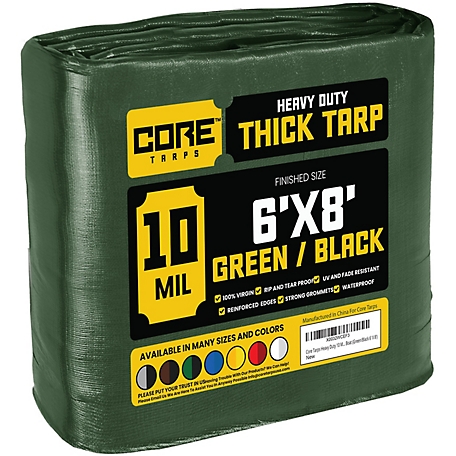Core Tarps 6 ft. x 8 ft. Tarp, 10 Mil, Green/Black