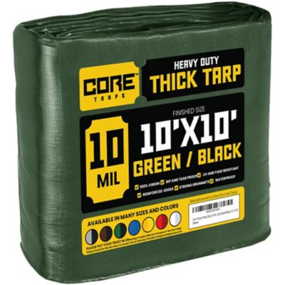 Core Tarps 10 ft. x 10 ft. Tarp, 10 Mil, Green/Black