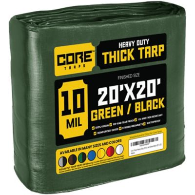 Core Tarps 20 ft. x 20 ft. Tarp, 10 Mil, Green/Black