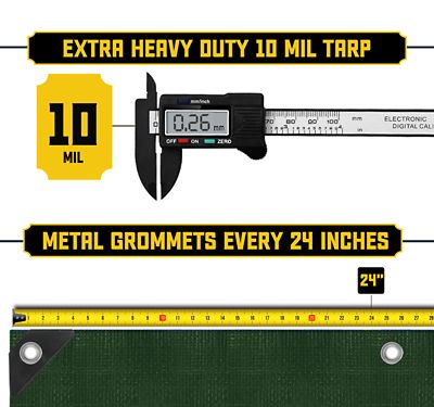 Image showing  Green/Black 10Mil 20 x 40 Tarp, CT-603-20X40
