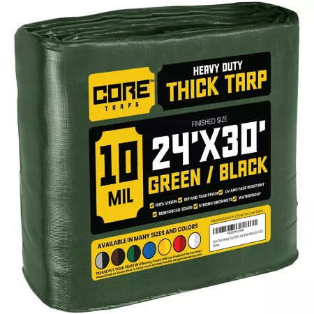 Core Tarps 24 ft x 30 ft Tarp 10 mil Green/Black Tarps