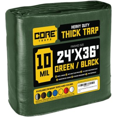 Core Tarps 24 ft. x 36 ft. Tarp, 10 Mil, Green/Black