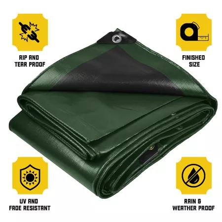 Core Tarps 30 ft x 70 ft Tarp 10 mil Green/Black Tarps