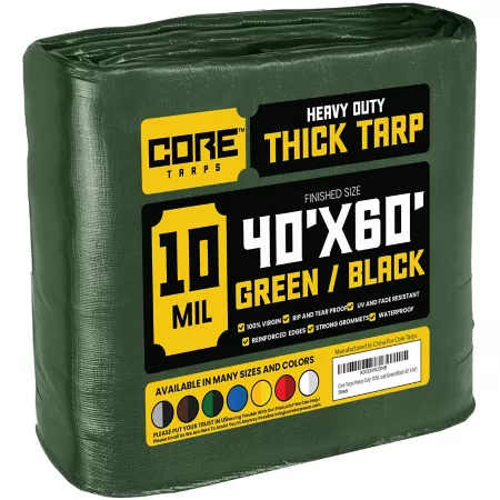 Core Tarps 40 ft x 60 ft Tarp 10 mil Green/Black Tarps