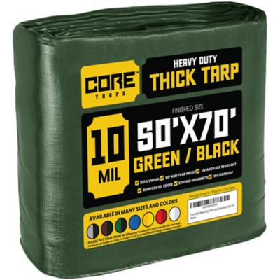 Core Tarps 50 ft. x 70 ft. Tarp, 10 Mil, Green/Black