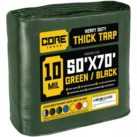 Core Tarps 50 ft x 70 ft Tarp 10 mil Green/Black Tarps