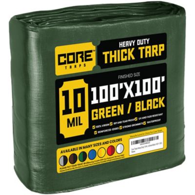 Core Tarps 100 ft. x 100 ft. Tarp, 10 Mil, Green/Black