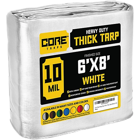 Core Tarps White 10Mil 6 x 8 Tarp, CT-604-6X8