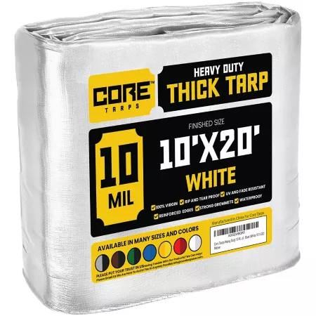 Core Tarps 10 ft x 20 ft Tarp 10 mil White Tarps