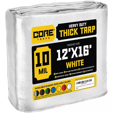 Core Tarps 12 ft x 16 ft Tarp 10 mil White Tarps