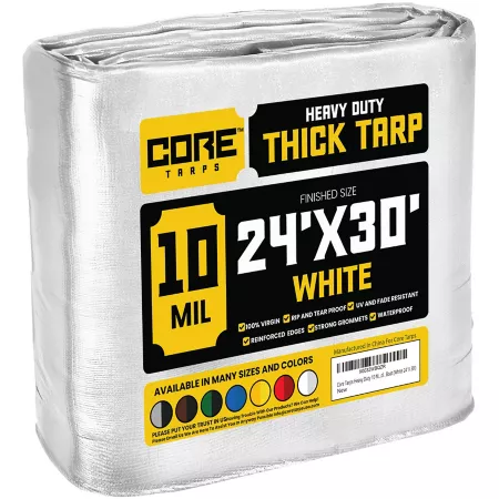 Core Tarps 24 ft x 30 ft Tarp 10 mil White Tarps