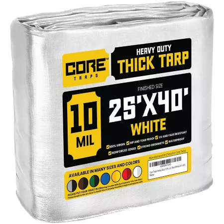 Core Tarps 25 ft x 40 ft Tarp 10 mil White Tarps