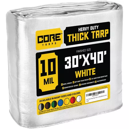 Core Tarps 30 ft x 40 ft Tarp 10 mil White Tarps