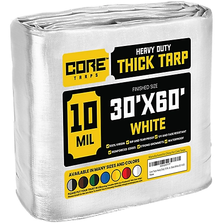 Core Tarps White 10Mil 30 x 60 Tarp, CT-604-30X60, CT-604-30x60