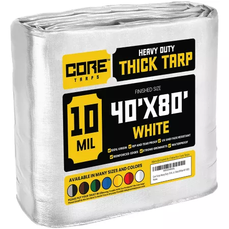 Core Tarps 40 ft x 80 ft Tarp 10 mil White Tarps