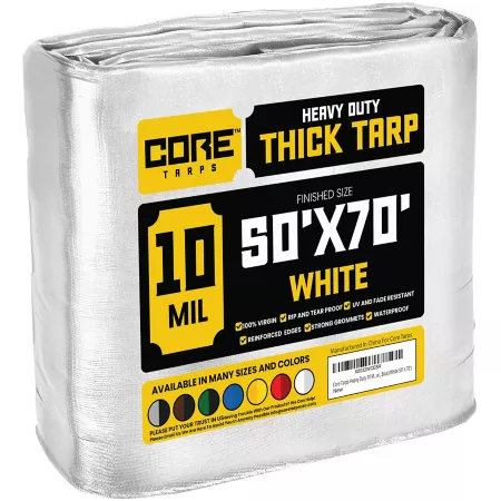 Core Tarps 50 ft x 70 ft Tarp 10 mil White Tarps