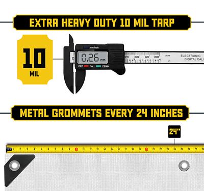 Image showing  100 ft. x 100 ft. Tarp, 10 Mil, White