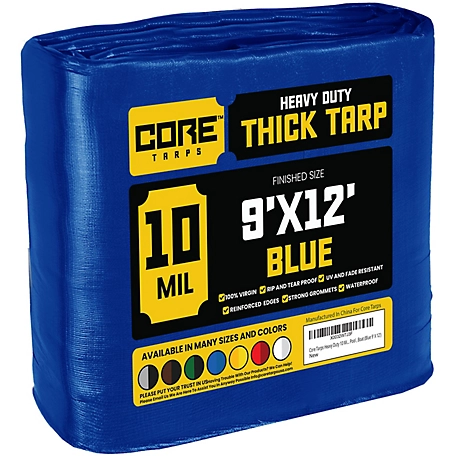 Core Tarps 9 ft. x 12 ft. Tarp, 10 Mil, Blue
