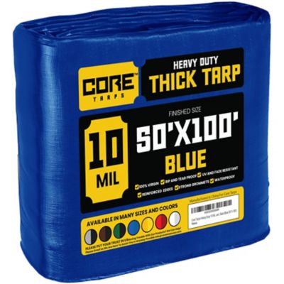 Core Tarps 50 ft. x 100 ft. Tarp, 10 Mil, Blue