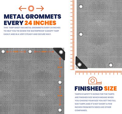 Image showing 5 th Tarpco Safety 10 ft. x 20 ft. Tarp, 14 Mil, Silver/Black