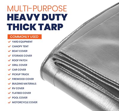 Image showing 3 th Tarpco Safety 30 ft. x 40 ft. Tarp, 14 Mil, Silver/Black