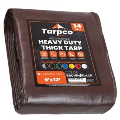 Tarpco Safety 9 ft. x 12 ft. Tarp, 14 Mil, Brown/Black