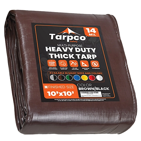 Tarpco Safety Brown/Black 14Mil 10 x 10 Tarp, TS-102-10X10