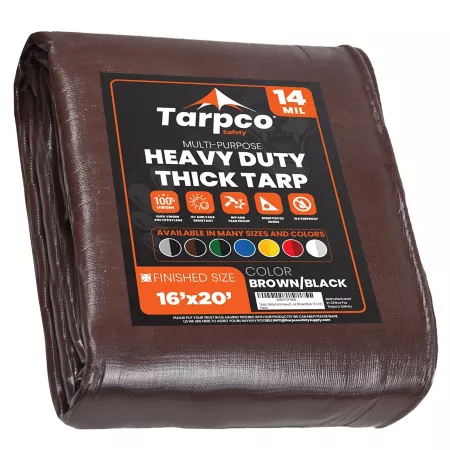 Tarpco Safety 16 ft x 20 ft Tarp 14 mil Brown/Black Tarps