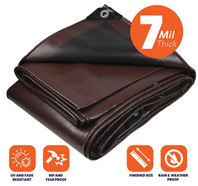 Image showing 1 th Tarpco Safety 16 ft. x 20 ft. Tarp, 14 Mil, Brown/Black
