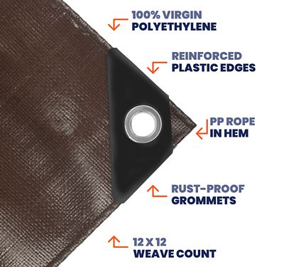 Image showing 2 th Tarpco Safety 16 ft. x 20 ft. Tarp, 14 Mil, Brown/Black