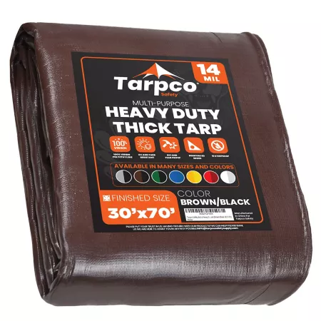 Tarpco 14 mil Brown/Black Safety Tarp 30x70 TS-102-30X70 Tarps