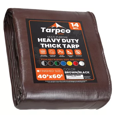 Tarpco Safety Brown/Black 14Mil 40 x 60 Tarp TS-102-40X60 TS-102-40x60 Tarps