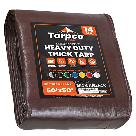 Tarpco Safety Brown/Black 14Mil 50 x 50 Tarp, TS-102-50X50