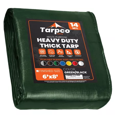 Tarpco Safety 6 ft x 8 ft Tarp 14 mil Green/Black Tarps