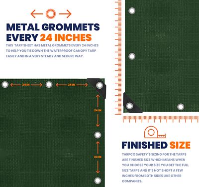 Image showing 5 th Tarpco Safety 10 ft. x 12 ft. Tarp, 14 Mil, Green/Black