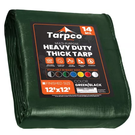 Tarpco Safety 12 ft x 12 ft Tarp 14 mil Green/Black Tarps